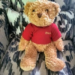 FAO Swartz Teddy Bear with Valentine Red Sweater with Logo, Stuffed Animal,
